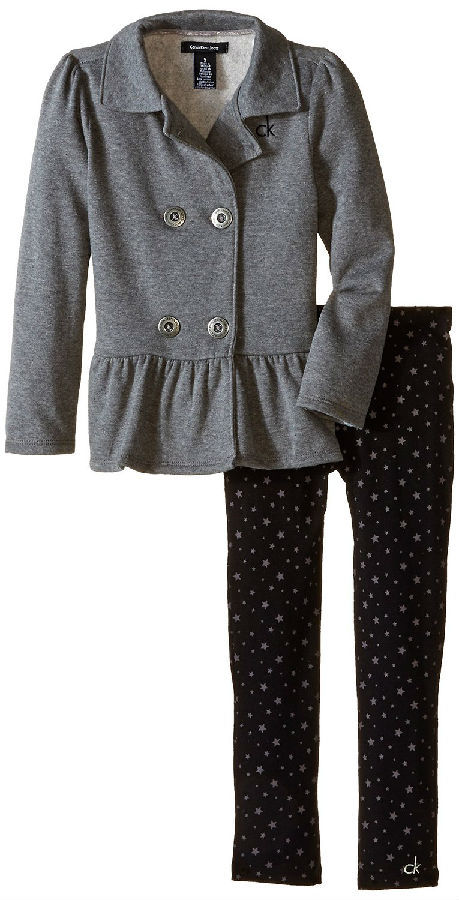 3岁女宝：Calvin klein Gray Jacket with Printed Pants 女童套装 直邮到手113元 买手党-买手聚集的地方