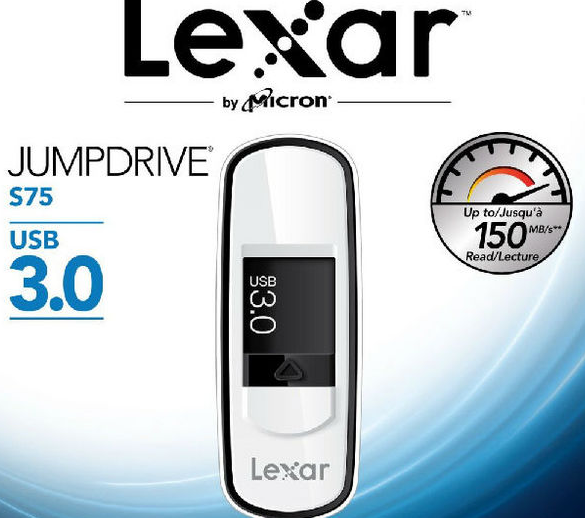 Lexar 雷克沙JumpDrive S75 128GB USB 3.0 U盘 158元（直邮到手￥172 京东32G 138元） 买手党-买手聚集的地方