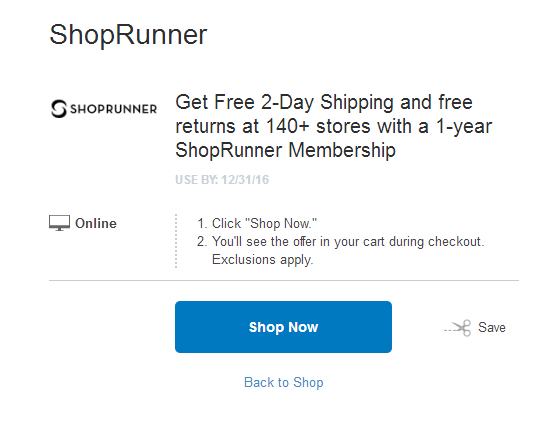 海淘福利！一年shoprunner会员免费得 140个网站免费2日达 价值70美元 买手党-买手聚集的地方