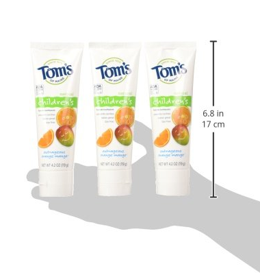 Tom's of Maine 儿童天然香橙味牙膏119g*3支 Prime会员凑单免费直邮到手约64元（京东同款单支58元） 买手党-买手聚集的地方