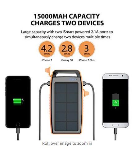 RAVPower 户外便携式太阳能充电器  15000mAh 26.99美元约￥179 买手党-买手聚集的地方