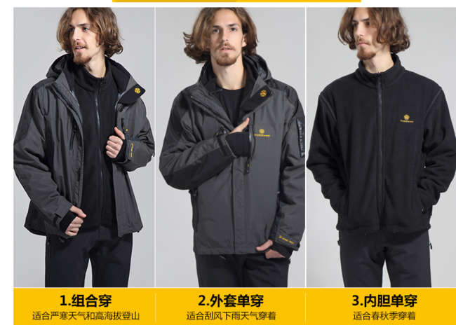 GORE-TEX生产商！台湾 耐斯克威 男士六合一冲锋衣 YKK拉链 券后299元包邮（商场吊牌价1750元） 买手党-买手聚集的地方
