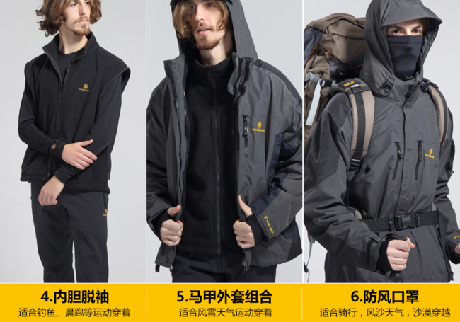 GORE-TEX生产商！台湾 耐斯克威 男士六合一冲锋衣 YKK拉链 券后299元包邮（商场吊牌价1750元） 买手党-买手聚集的地方