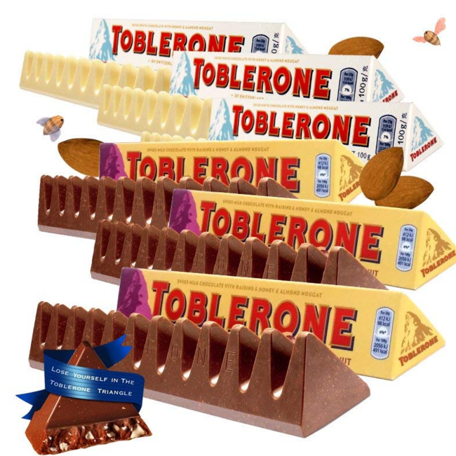 瑞士进口 Toblerone 三角巧克力 牛奶100g*3条+葡萄干100g*3条 38元包邮 买手党-买手聚集的地方