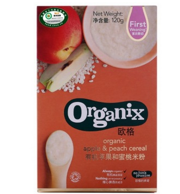 欧格（ Organix ）有机苹果和蜜桃米粉(6-36个月适用）120g 6.8元 限购99件 买手党-买手聚集的地方