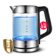 荣事达 玻璃电热水壶 透明蓝光烧水壶 1.8L