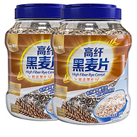 可溶性膳食纤维+无胆固醇：嘉谷 高纤黑麦片 1kgx2罐