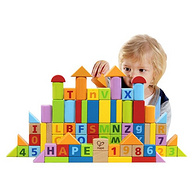 进口榉木+德国工艺：80粒，Hape E8022A 儿童积木拼插玩具