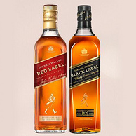 英国原产进口，皇家认证：700mlx2瓶 尊尼获加 黑方+红方 苏格兰威士忌组合装