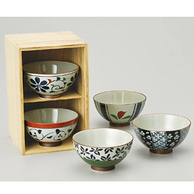 值哭！日本产，Saikaitoki 西海陶器 京古染系列 手绘陶瓷饭碗 5件套