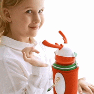 网红专利鹿角杯，316不锈钢：450ml Face 儿童吸管保温杯