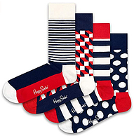 袜子界时尚担当，Happy Socks 男士中筒袜礼盒 4双装