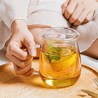 一体成型耐冷热，茶水分离：500ml 物生物 高硼硅玻璃泡茶杯