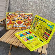 六一爆款、多种画笔、专为儿童设计：Royscletar呆萌小黄鸭86件套绘画套装