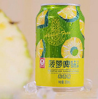 0酒精，开车也能喝：珠江 菠萝啤饮料 330mlx24听