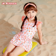 Kappa 卡帕 2022年夏新款女童印花连体裙裤泳衣