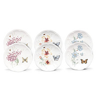 Lenox 伦诺克斯 Butterfly Meadow蝶舞芳草系列 骨瓷餐盘6件套