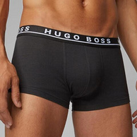 BOSS Hugo Boss 雨果·博斯 男士弹力棉平角内裤3条装 黑色M码