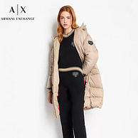 A|X Armani Exchange 阿玛尼副牌 2023冬新款女士连帽中长面包棉服外套