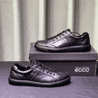全进口牛皮 3cm增高 ECCO爱步 柔酷7号 休闲小黑/小白板鞋