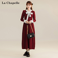 La Chapelle 拉夏贝尔 秋冬季加厚长袖小香风内搭赫本小红裙 2色