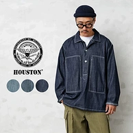Houston 休斯顿 男士纯棉洗水做旧套头牛仔衬衫40696