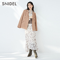 SNIDEL 2023冬新品女士含羊毛纯色翻领双排扣西装外套SWFJ234004