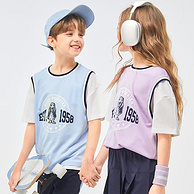 Hush Puppies 暇步士 2024夏季新款儿童假两件速干短袖T恤 （105~170码） 3色