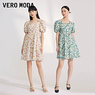 Vero Moda 夏季油画风碎花方领泡泡袖连衣裙 2色