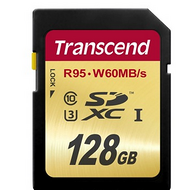 创见（Transcend）128GB UHS-I U3 SD高速存储卡（读95Mb/s 写60Mb/s）（MLC颗粒）