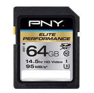 金盒特价：PNY Elite Performance 64GB 高性能急速SDXC存储卡（读95MB/S、三防）