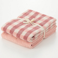 双11预售： MUJI 棉格纹 面巾套装2条装 34×85cm