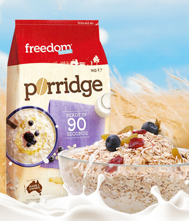 健身代餐：澳洲 Freedom Foods 无糖脱脂燕麦片 2斤x2袋 双重优惠后39.9元包邮 买手党-买手聚集的地方