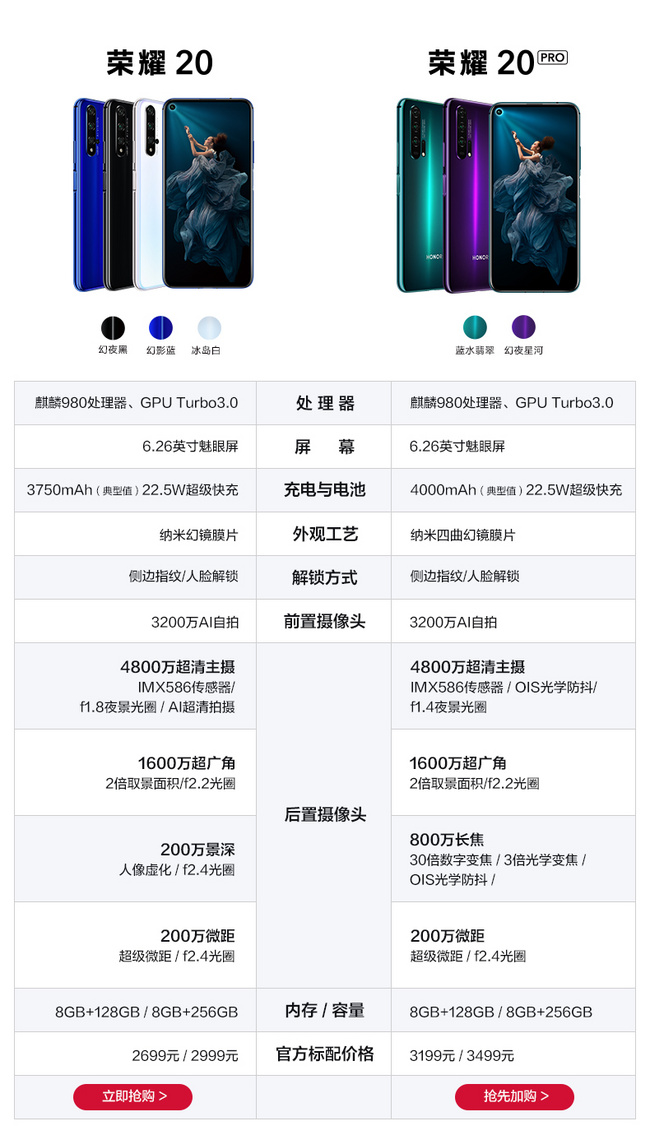 DXO全球第二：华为 荣耀20 Pro 8+128G 智能手机 3199元 买手党-买手聚集的地方