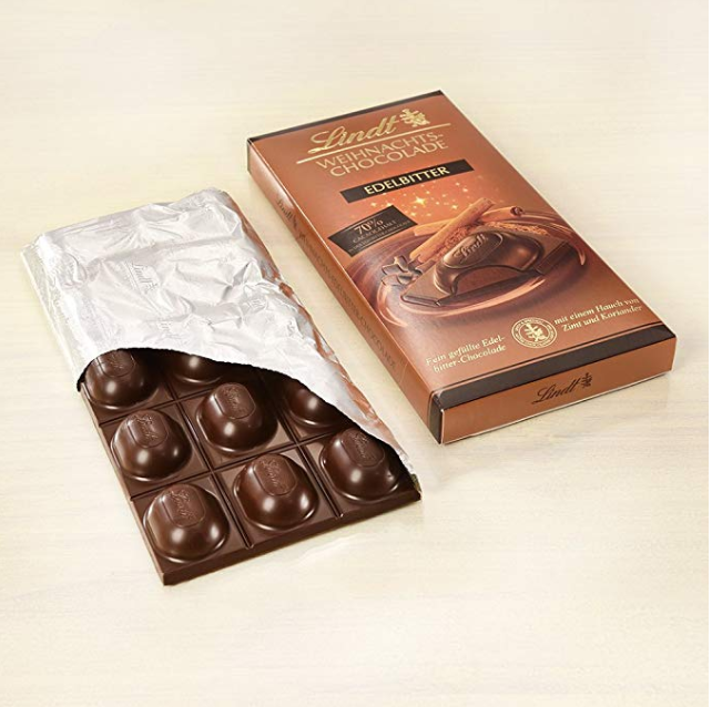 瑞士原产、70％可可，Lindt 瑞士莲 圣诞黑巧克力大排  100gx4件 prime到手约98.1元 买手党-买手聚集的地方