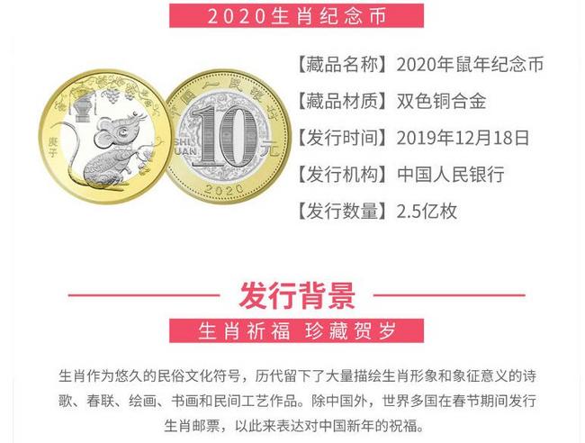 中国人民银行发行，2020年 鼠年生肖贺岁纪念币 10元面值 Plus会员17.8元 买手党-买手聚集的地方