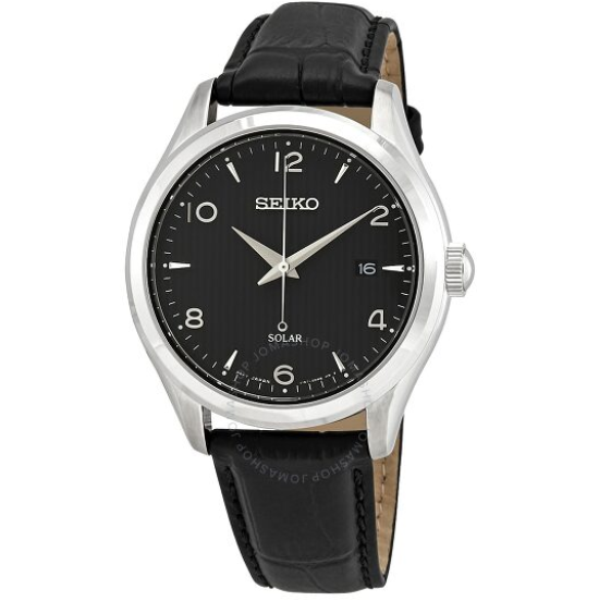Seiko 精工 Black Dial Leather Watch男士手表 69.99美元约￥468.5 买手党-买手聚集的地方