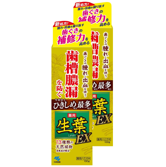 针对牙龈问题 KOBAYASHI 小林制药 生叶EX增强版中药牙膏 100gx2支 119.22元包邮（淘宝80+元/支） 买手党-买手聚集的地方