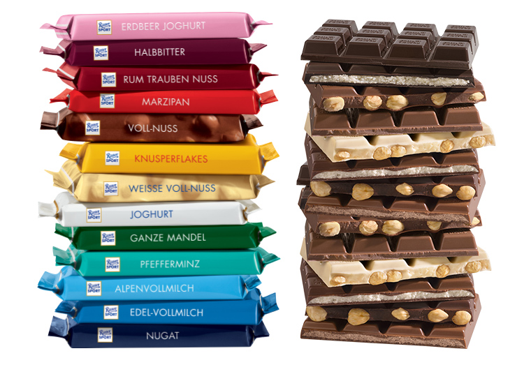 德国进口 RitterSport 排块巧克力 100g*5 49.8元包邮 买手党-买手聚集的地方