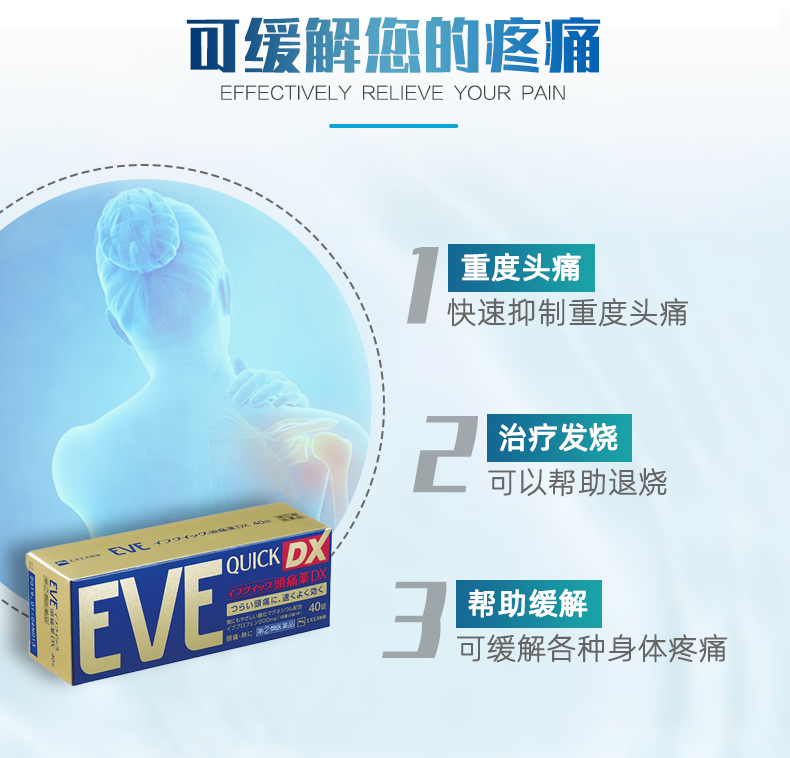 日本进口 EVE 白兔牌 金色加强版止痛药 40粒 拍3件180元包邮 买手党-买手聚集的地方