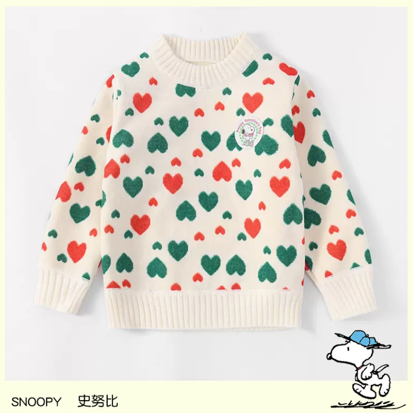 Snoopy 史努比 2022新款女童加绒毛衣针织衫（90~150码）4色 49.9元包邮（需领券） 买手党-买手聚集的地方