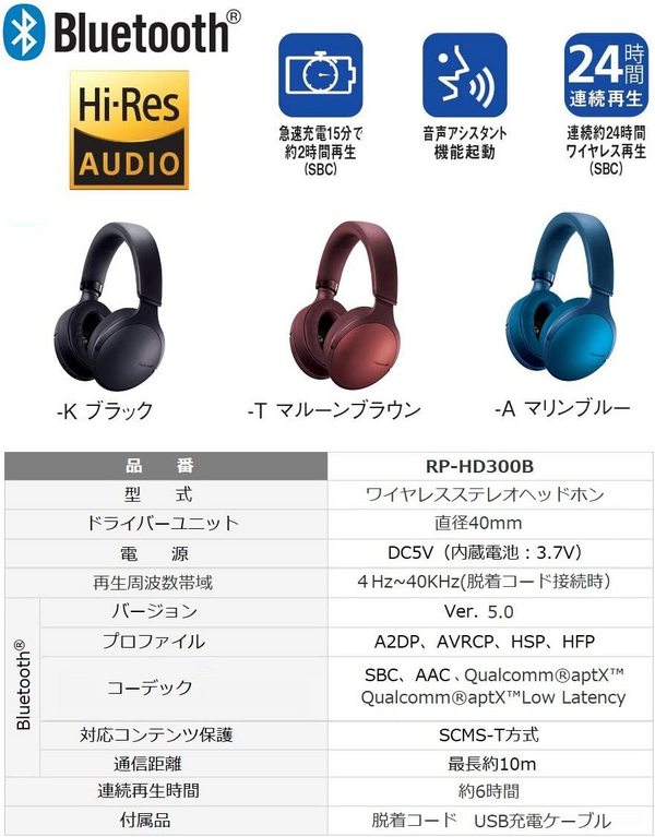 Panasonic 松下 RP-HD300B-T 无线蓝牙耳机 新低446元（可3件9折） 买手党-买手聚集的地方