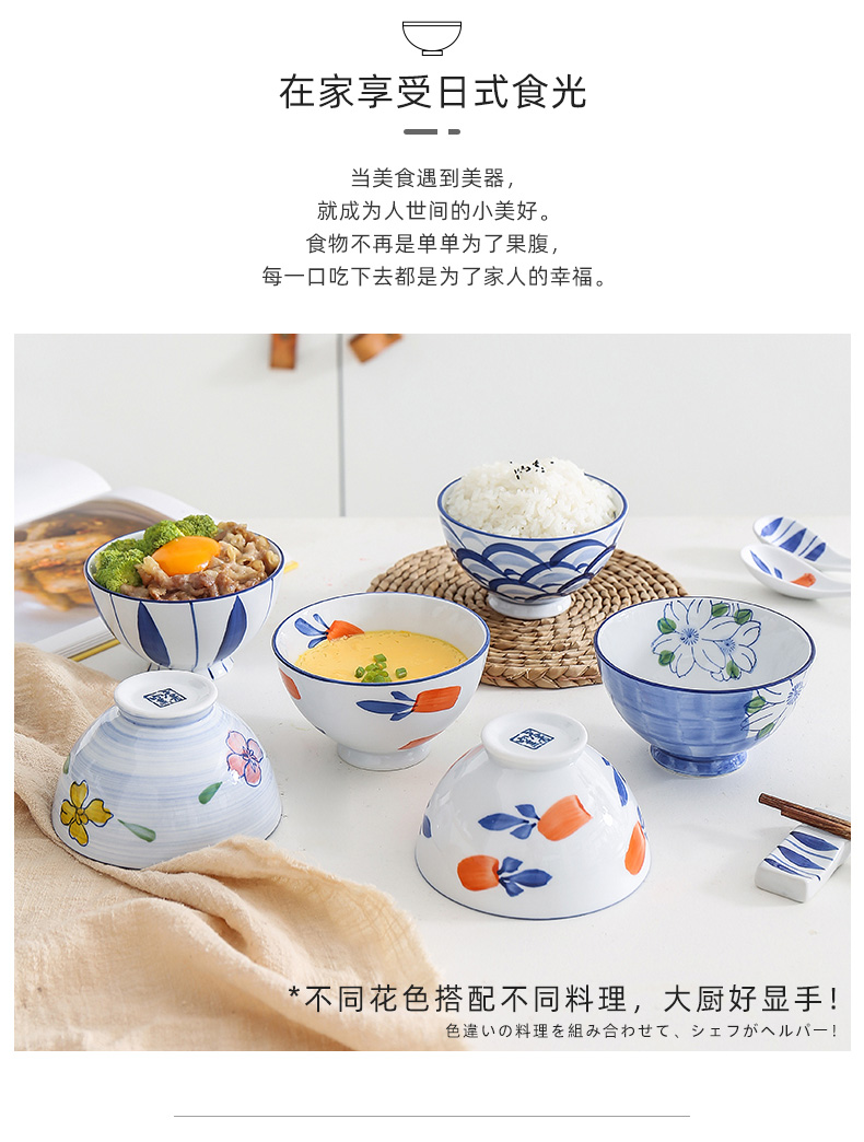 釉下彩，宋青窑 陶瓷高脚碗日式米饭碗 4个 13.9元包邮（需领券） 买手党-买手聚集的地方