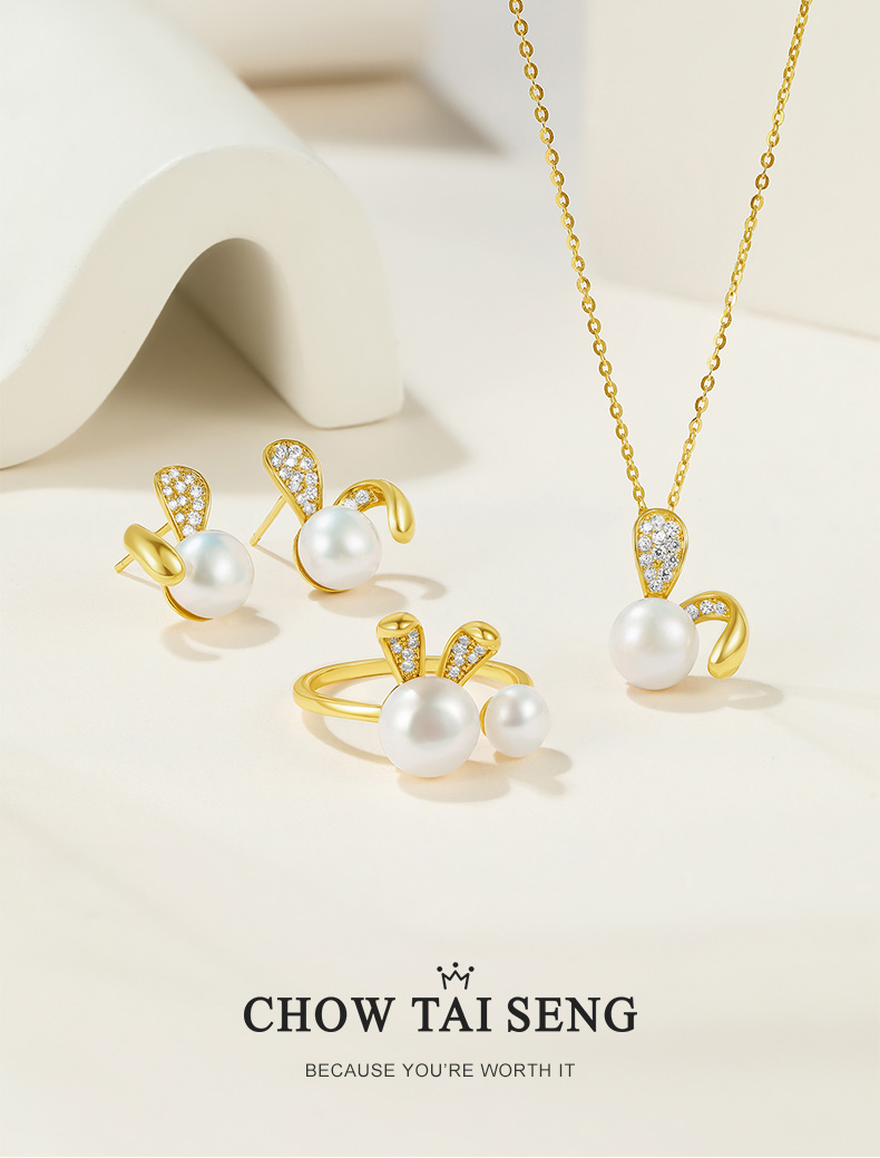 Chow Tai Seng 周大生 萌兔耳朵珍珠项链 139元包邮（双重优惠） 买手党-买手聚集的地方