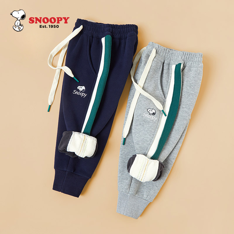 Snoopy 史努比 秋冬新款加绒加厚男女童运动裤（90~140码）2色 49.9元包邮（需领券） 买手党-买手聚集的地方