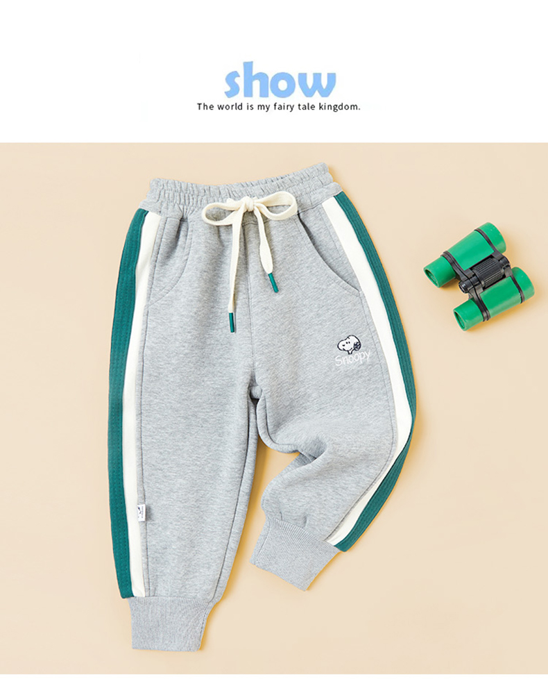 Snoopy 史努比 秋冬新款加绒加厚男女童运动裤（90~140码）2色 49.9元包邮（需领券） 买手党-买手聚集的地方