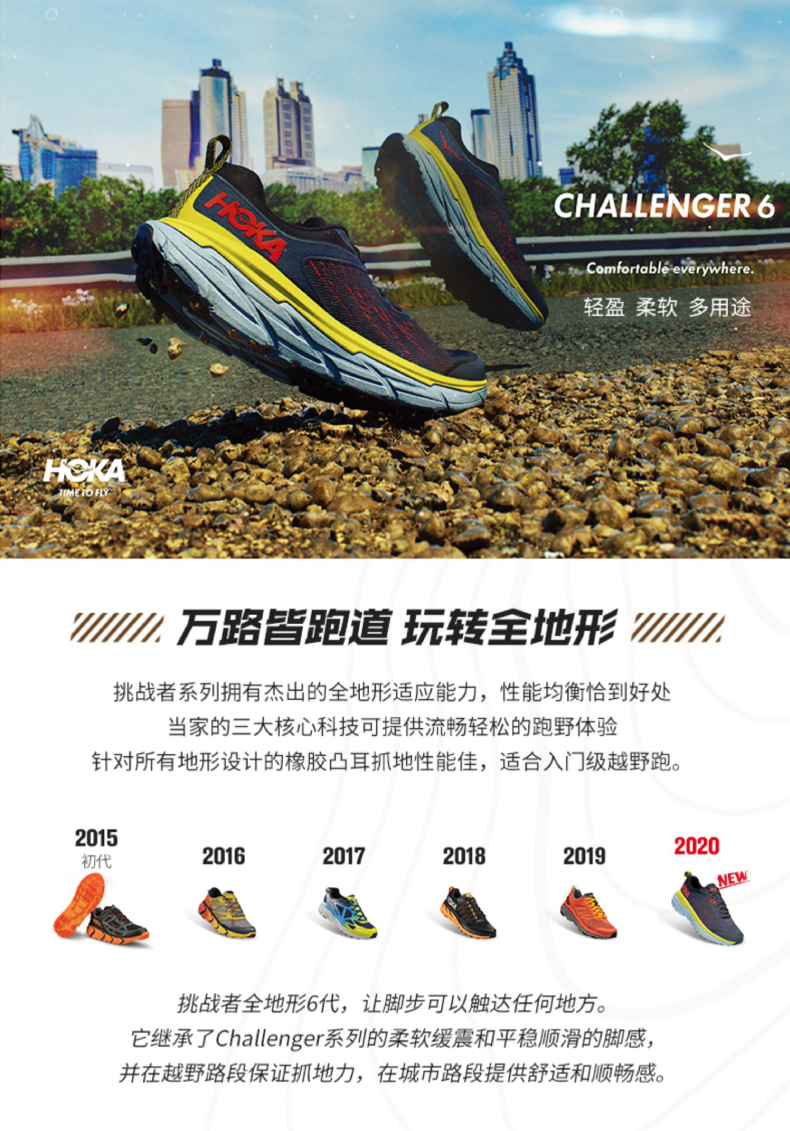 HOKA ONE ONE Challenger 6 挑战者6代 男/女款越野跑步鞋 1106510 新低560.9元包邮（双重优惠） 买手党-买手聚集的地方
