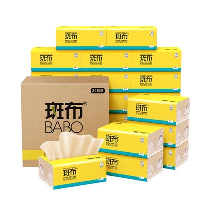 BABO 斑布 BASE系列 竹浆布感原生本色抽纸 3层*90抽*24包 23.15元包邮（0.96元/包，返10元卡后） 买手党-买手聚集的地方