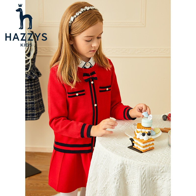 Hazzys 哈吉斯 女童学院风针织衫+裙子套装 299元包邮（需领券） 买手党-买手聚集的地方