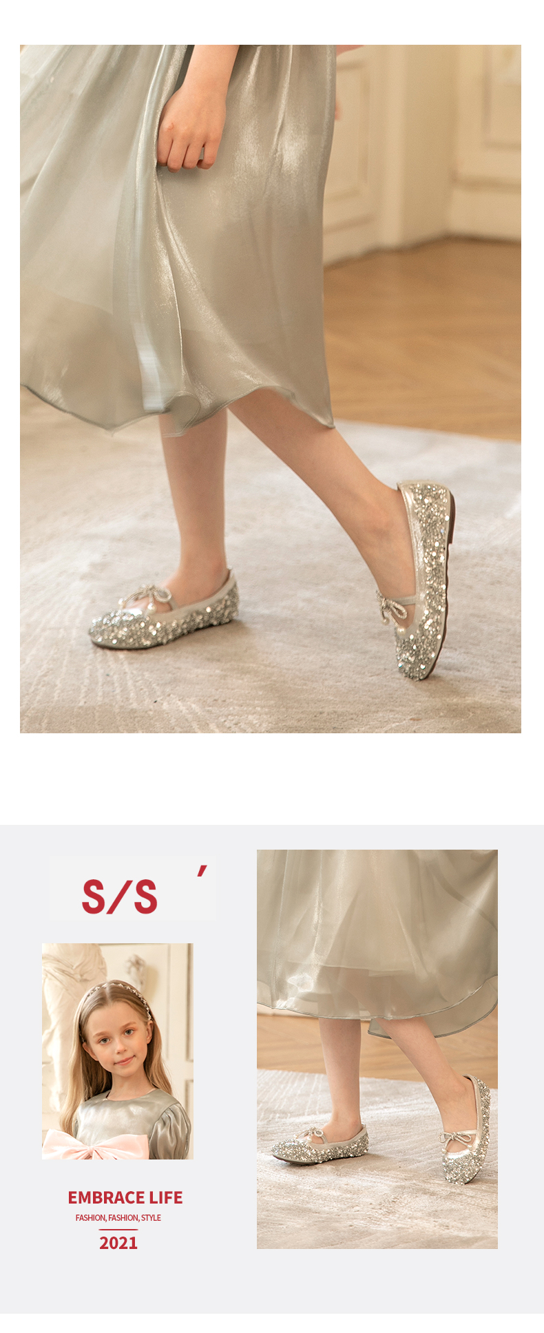 百丽 女童爱莎公主软底水晶鞋璀璨亮片公主鞋（26~35码）2款 3色 新低132元包邮（双重优惠） 买手党-买手聚集的地方